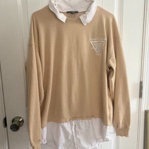 Missguided Collar sweatshirt, pale pink/cream, size 4 (oversized)